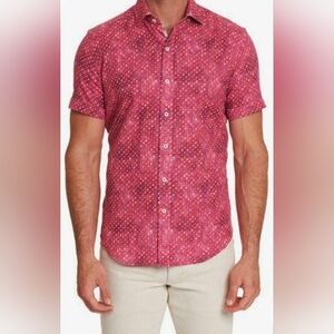 ROBERT GRAHAM Men's Short-sleeve Boyer Shirt XL linen cotton diamomd pattern
